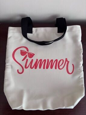 Artisan Cream Tote with Pink/Coral Tone ‘Summer' Script